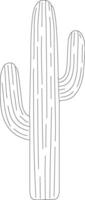 A cactus is drawn in a line on a white background vector