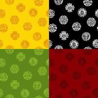 Seamless patterns with Maya or Aztec hieroglyphs. Set of Seamless backgrounds with American Indians relics dingbats characters for your design vector