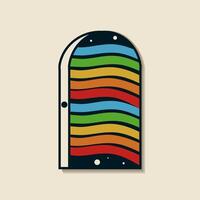 A colorful door with a rainbow stripe pattern vector
