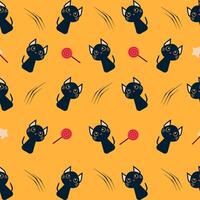 A pattern with black cats and lollipops vector