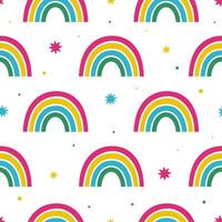 Simple pattern with rainbows and stars on a white background. graphics. vector