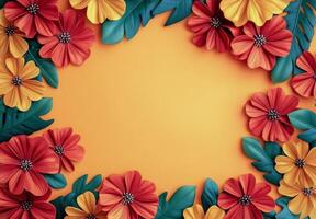 Colorful floral arrangement on a vibrant yellow background creating a cheerful atmosphere photo