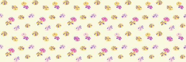 Summer colorful pattern with abstract shapes tiny flowers. hand drawn. Minimalist cute floral seamless print. hand drawing. Simple ornament for textile, fabric, surface design vector