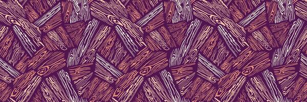 Painted stylized tree seamless pattern on a brown background. hand drawn texture abstract lines trees. Plain ornament print. Contemporary vector
