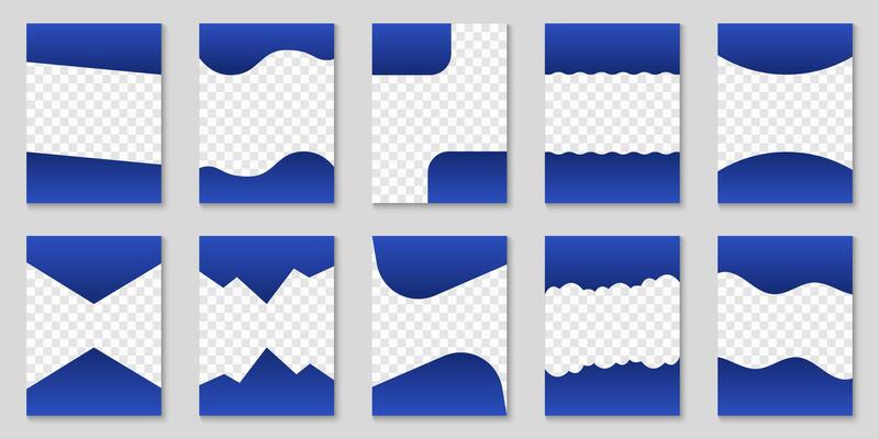 Set of Separator shapes for Website. Abstract Curve Lines, Wave Frame for Web Page. Template Divider Header for App, Banners or Posters. Isolated Illustration