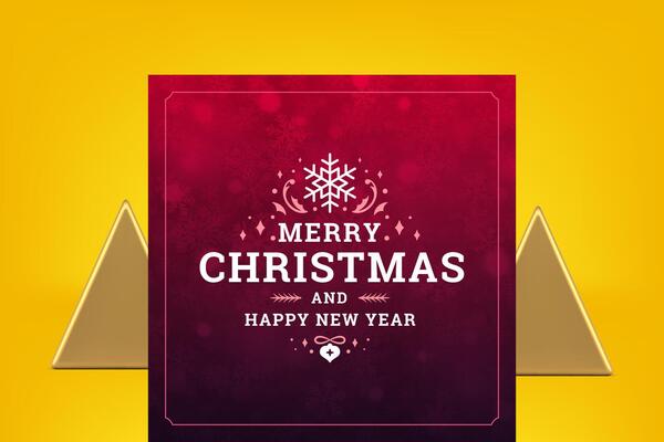 Merry Christmas red gradient vintage greeting card premium curved design illustration