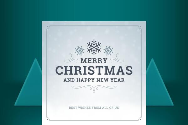 Merry Christmas vintage greeting card decorative snowflake curved ornament illustration
