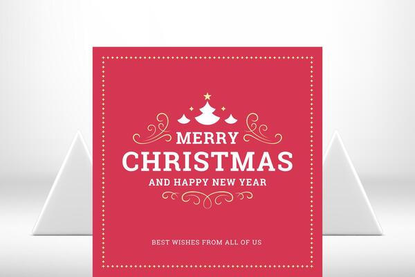 Merry Christmas pink decorative greeting card vintage curved ornament design
