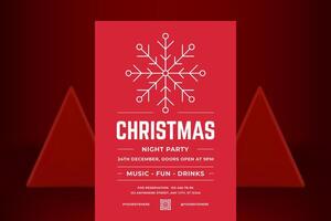 Xmas party elegant ornamental snowflake decorative promo flyer template with place for text vector
