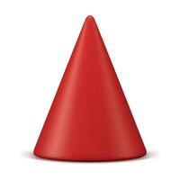 Red glossy triangle cone fashion Christmas tree toy geometric shape 3d icon realistic vector