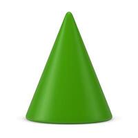 Green triangle cone shape Christmas tree abstract figurine 3d icon realistic illustration vector