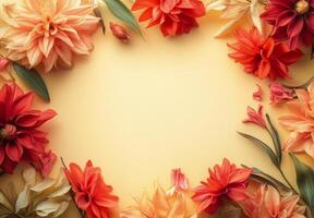 Bright floral arrangement on a yellow background showcasing vibrant petals and natural beauty photo