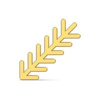 Glossy minimalistic gold tree branch with sticks decorative design 3d realistic illustration vector