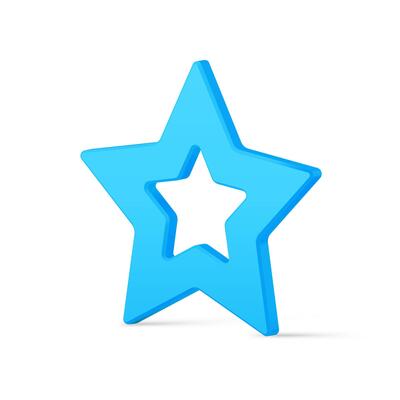 Luxury blue star frame isometric symbol of award, achievement jewelry 3d template