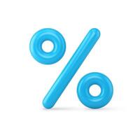 Classic blue glossy metallic sale discount promo percent symbol with ring and line isometric vector