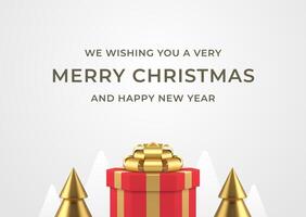 Happy New Year congratulations greeting card template white elegant design realistic 3d icon vector