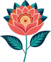Modern abstract folk boho single isolated flowers Design vector