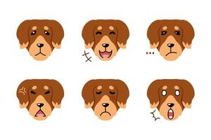 Set of character dog faces showing different emotions vector
