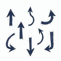 Hand-drawn arrow set in various directions on a white background. vector
