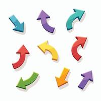 Colorful 3D arrows pointing in different directions against a white background. vector
