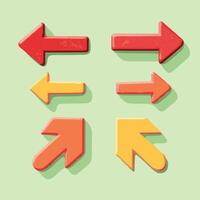Various colorful arrows pointing in different directions against a light green background. vector