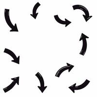 A collection of black hand-drawn arrows pointing in various directions against a white background. vector