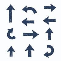 Black hand-drawn arrows of various types and directions on a white background. vector