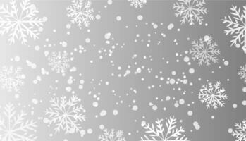White snowflakes of various sizes on a gray background with a bokeh effect. Concept of winter, holiday, and festive season. illustration vector