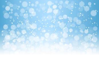 Snowflakes and bokeh lights are scattered across a blue winter background, creating a soft, dreamy effect. The image conveys a peaceful and festive winter concept. illustration vector
