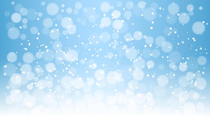 Snowflakes and bokeh lights are scattered across a blue winter background, creating a soft, dreamy effect. The image conveys a peaceful and festive winter concept. illustration