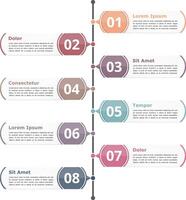 Vertical process diagram template with eight numbers vector