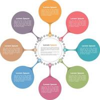 Circle flow diagram template with eight elements vector