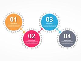 Four connected circles with numbers and text vector
