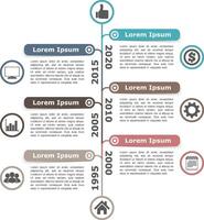Timeline infographics template with place for your dates, titles, icons and text vector