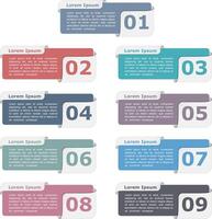 Set of nine design elements with numbers and text vector