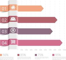 Horizontal bar chart with numbers and icons vector
