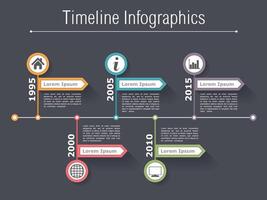 Horizontal timeline infographics design template with arrows vector