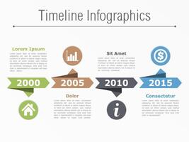 Timeline infographics with arrows icons and text vector
