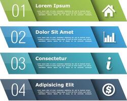 Four design elements with numbers and icons vector