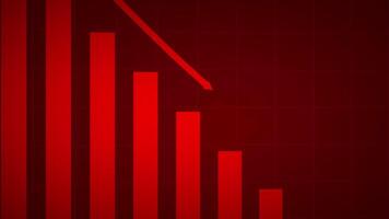 Negative chart graph animation, red arrow is making downfall on a grid background. Developing company failure, decreasing business bar chart, Bad Economy Recession, Economic crisis, Profit down video