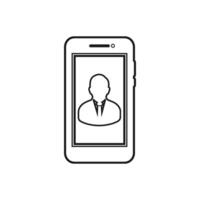 A smartphone with a person on the screen vector