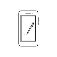 A smartphone with a pen on the screen vector