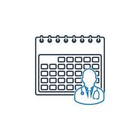 A doctor is standing in front of a calendar icon vector