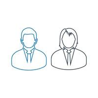 Two people with ties and business suits are shown in a line drawing vector