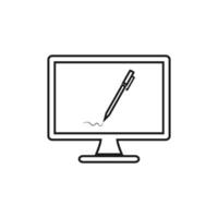A computer monitor with a pen on it vector