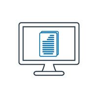 A computer monitor with a book on it vector