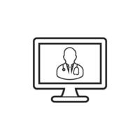 A doctor's face on a computer monitor vector