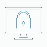A computer screen with a padlock on it vector