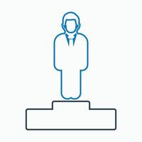 A man standing on a pedestal with a sign on it vector