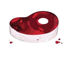 Decorative vivid steak with splash carved on white paper with colorful abstract graphics on the background vector